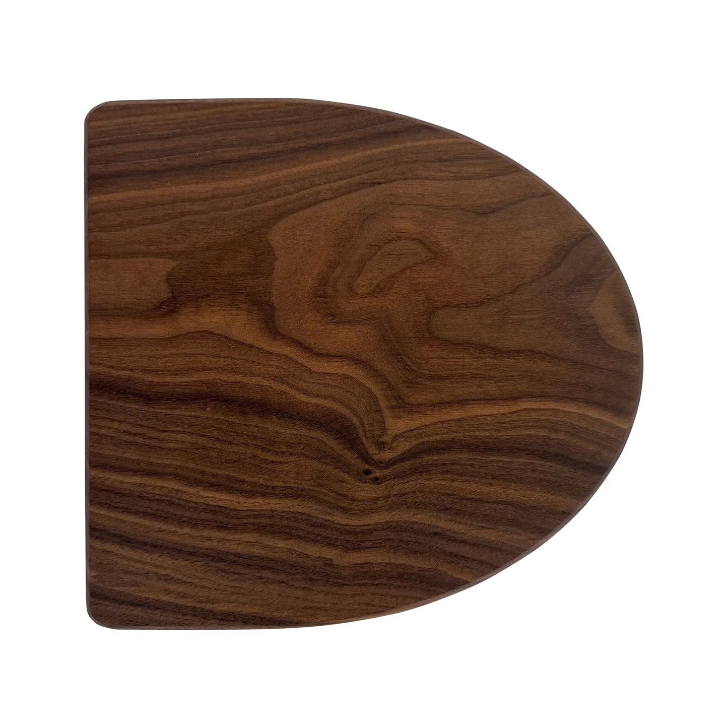 Letter D-shaped charcuterie board made from sustainably sourced American walnut with a food-safe finish and beveled edges, perfect for serving meats, cheeses, fruits, or desserts at personalized gatherings or initial-themed events.