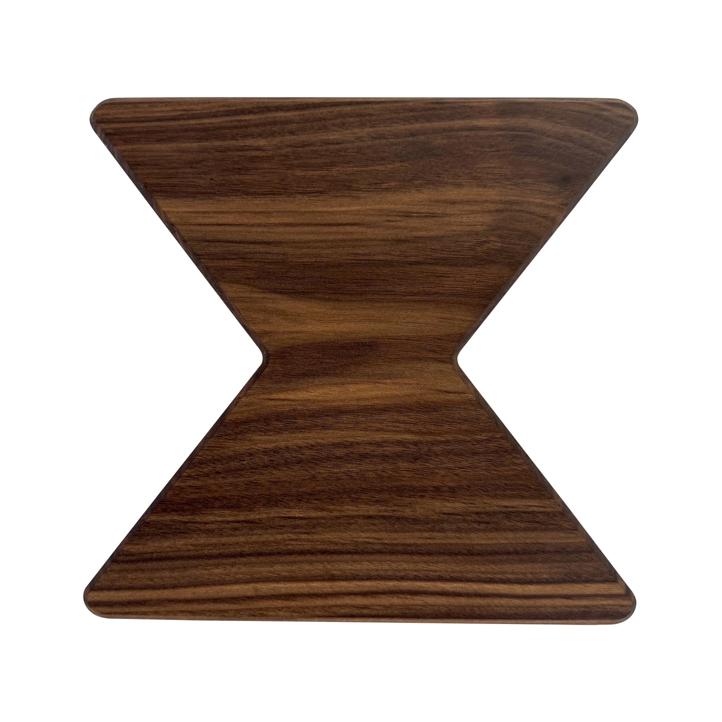Letter X-shaped charcuterie board made from sustainably sourced American walnut with a food-safe finish and beveled edges, perfect for serving meats, cheeses, fruits, or desserts at personalized gatherings or initial-themed events.