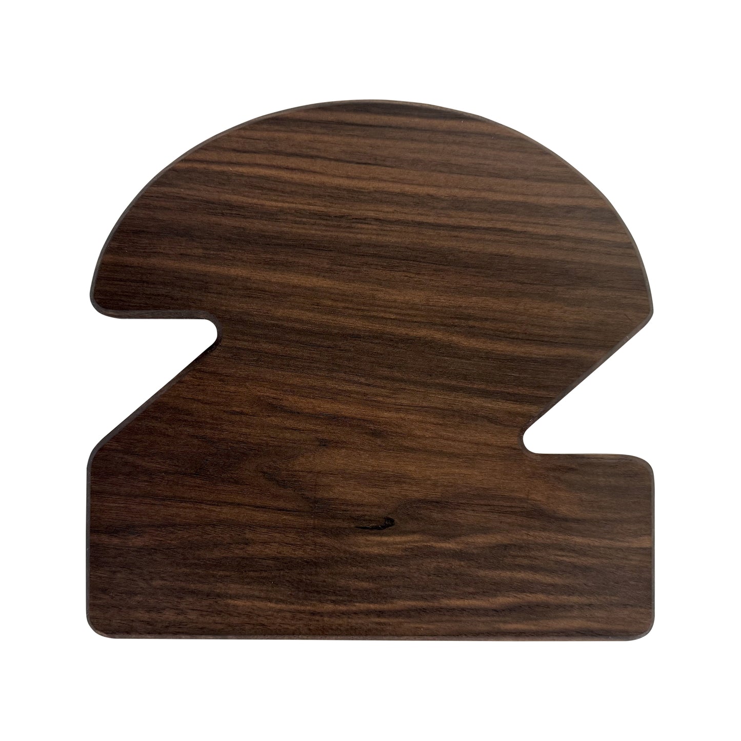 Number 2-shaped charcuterie board crafted from sustainably sourced American walnut with a food-safe finish and beveled edges, ideal for stylishly serving meats, cheeses, fruits, or desserts at birthdays and milestone celebrations