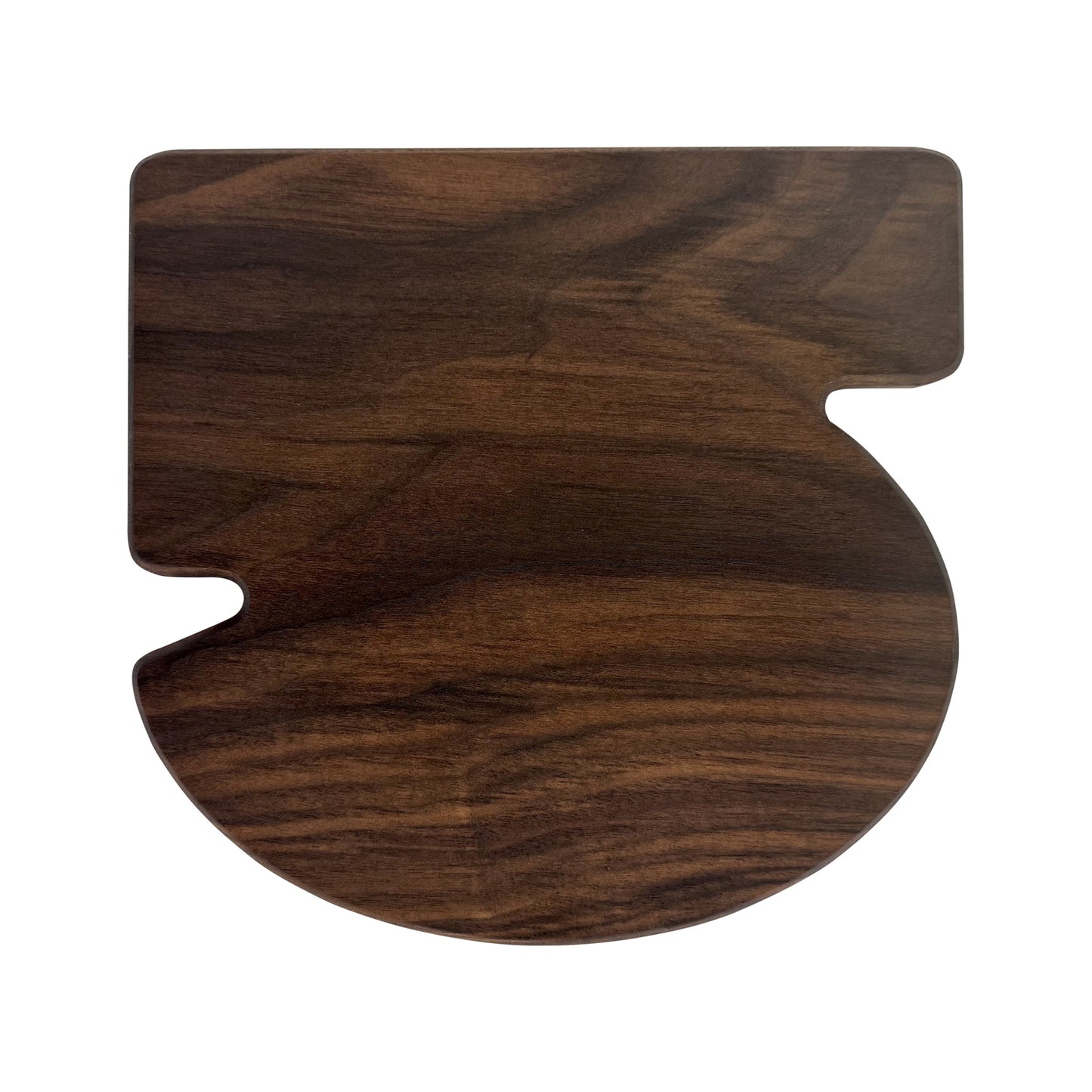 Number 5-shaped charcuterie board crafted from sustainably sourced American walnut with a food-safe finish and beveled edges, ideal for stylishly serving meats, cheeses, fruits, or desserts at birthdays and milestone celebrations