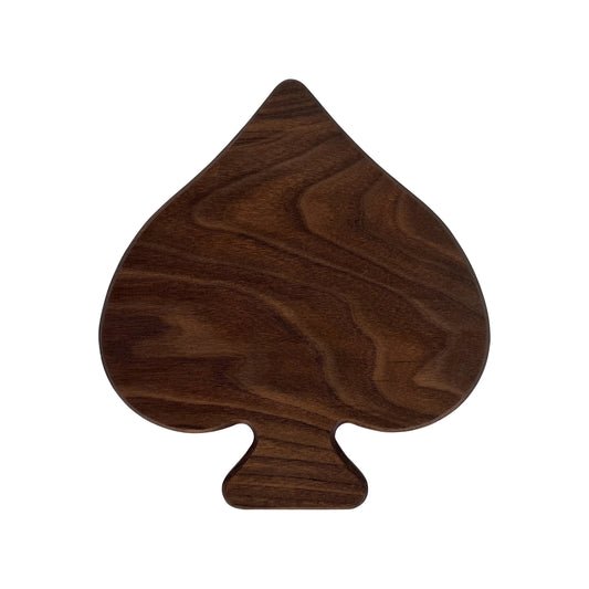 Spade Charcuterie Board handcrafted from solid walnut, playing card-inspired design perfect for entertaining and gifting