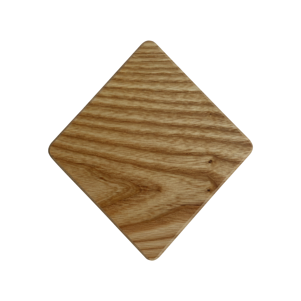 Diamond-shaped charcuterie board made from sustainably sourced American walnut with a food-safe finish and beveled edges, ideal for stylishly serving meats, cheeses, fruits, or desserts.
