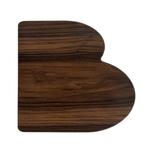 Letter B-shaped charcuterie board made from sustainably sourced American walnut with a food-safe finish and beveled edges, perfect for serving meats, cheeses, fruits, or desserts at personalized gatherings or initial-themed events.
