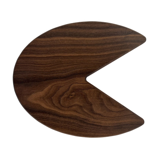 Letter C-shaped charcuterie board made from sustainably sourced American walnut with a food-safe finish and beveled edges, perfect for serving meats, cheeses, fruits, or desserts at personalized gatherings or initial-themed events.