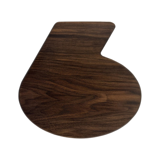 Number 6-shaped charcuterie board crafted from sustainably sourced American walnut with a food-safe finish and beveled edges, ideal for stylishly serving meats, cheeses, fruits, or desserts at birthdays and milestone celebrations