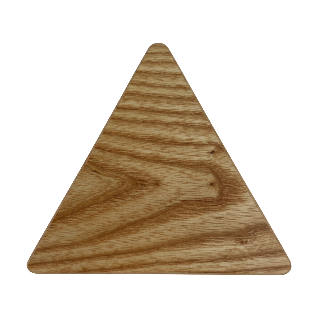 Shape Up board set with square, circle, and triangle boards handcrafted from solid walnut, ideal for serving and display