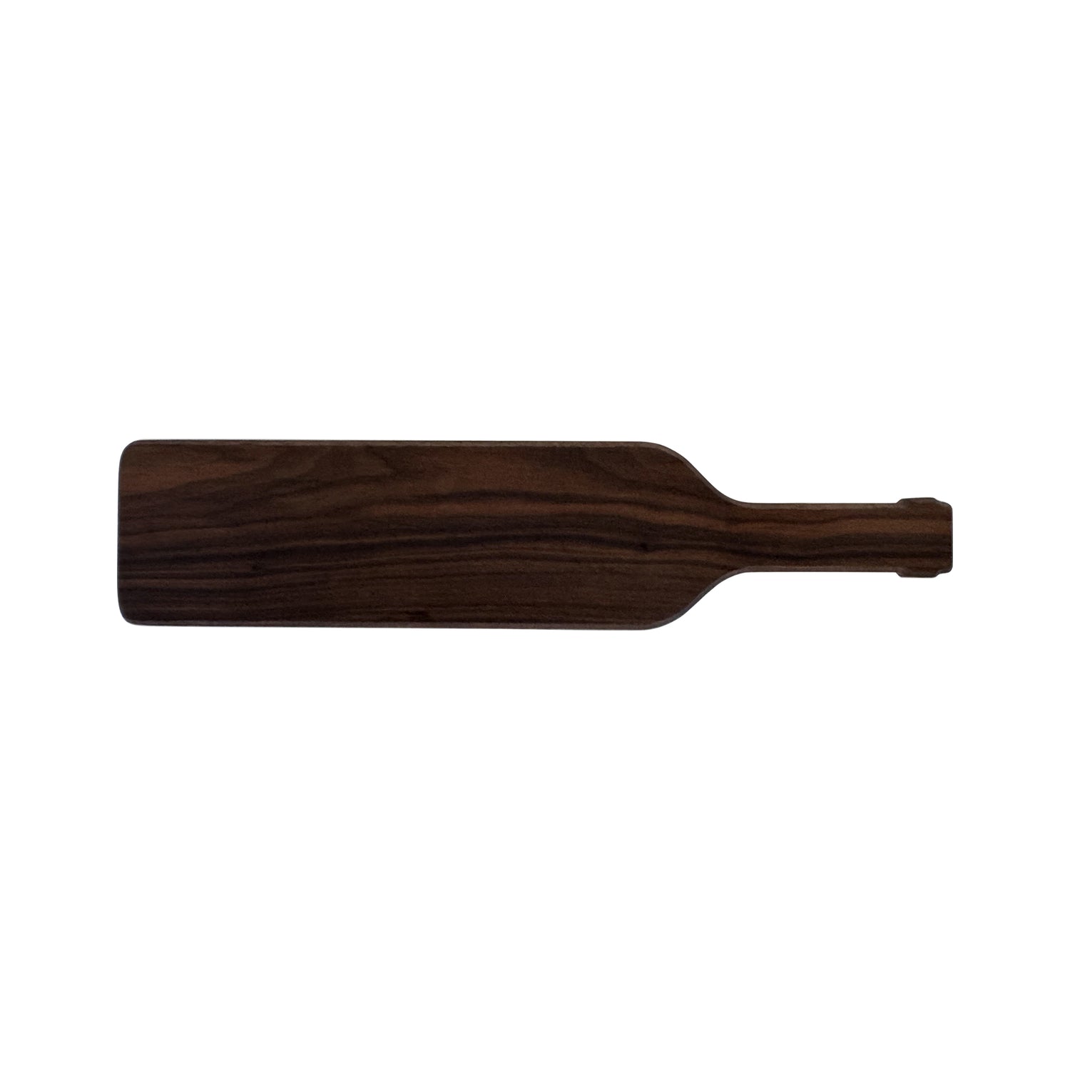 Wine Bottle Charcuterie Board handcrafted from solid walnut, shaped like a wine bottle and perfect for serving cheeses and appetizers